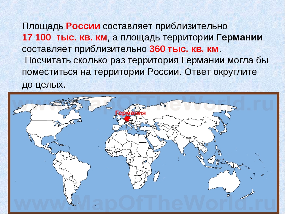 Квадратные километры стран