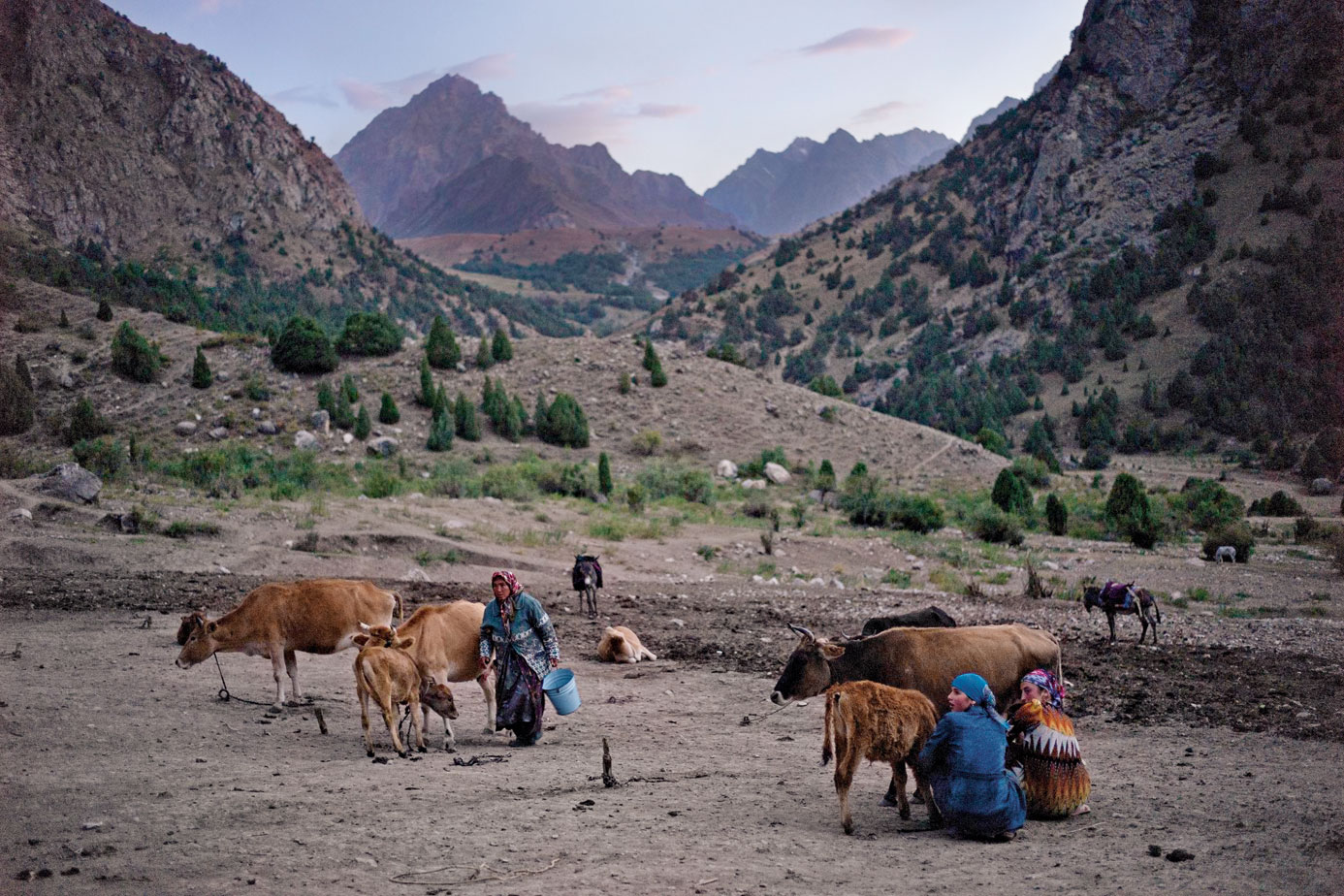 Кишлак на горах в Таджикистане